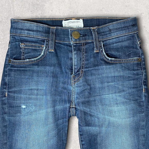CURRENT ELLIOT DISTRESSED MEDIUM WASH SKINNY DENIM JEAN - 24 - Picture 4 of 10
